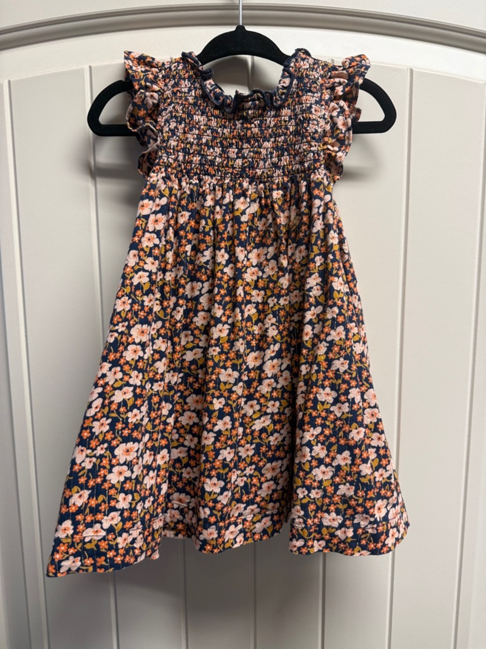 Pink Chicken Girls Navy Floral Smocked Dress - Kids Dress